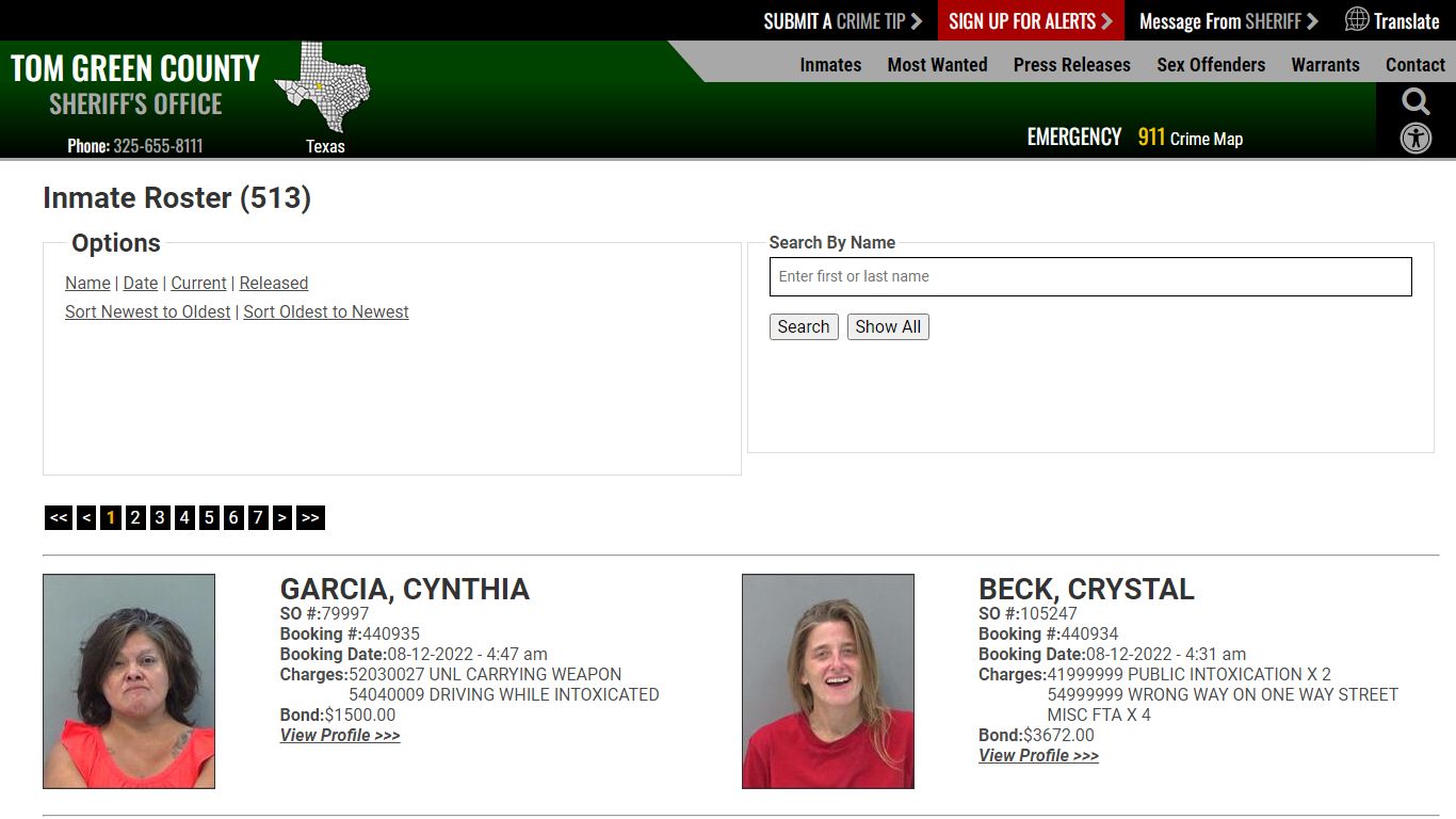 Inmate Roster - Tom Green County Sheriff